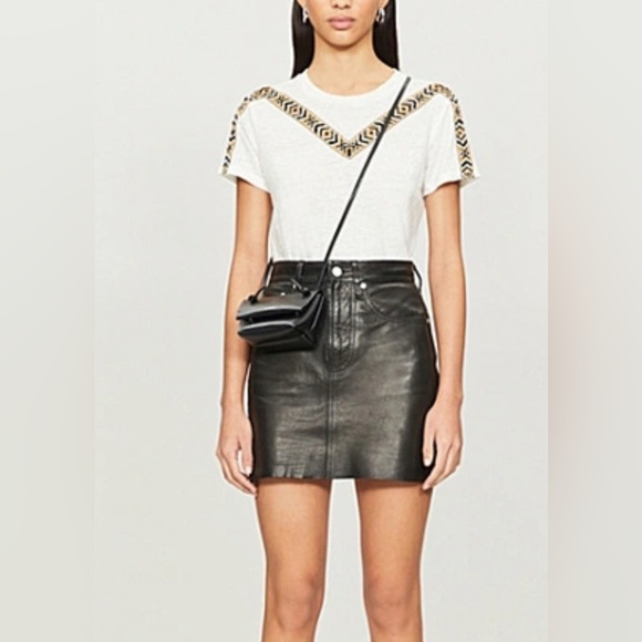 MAJE Toblo Embroidered-trim Linen T-shirt In Ecru medium - Picture 4 of 12